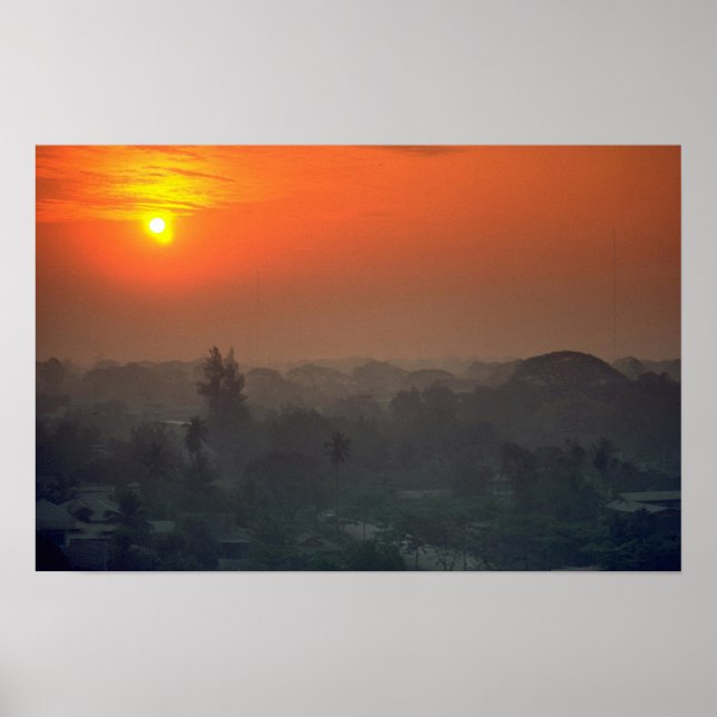 Poster Beau coucher de soleil : Bangkok, Thaïlande (Devant)