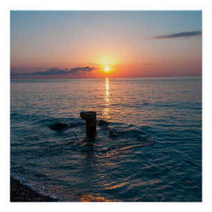 Poster Beau coucher de soleil en mer. Batumi Géorgie