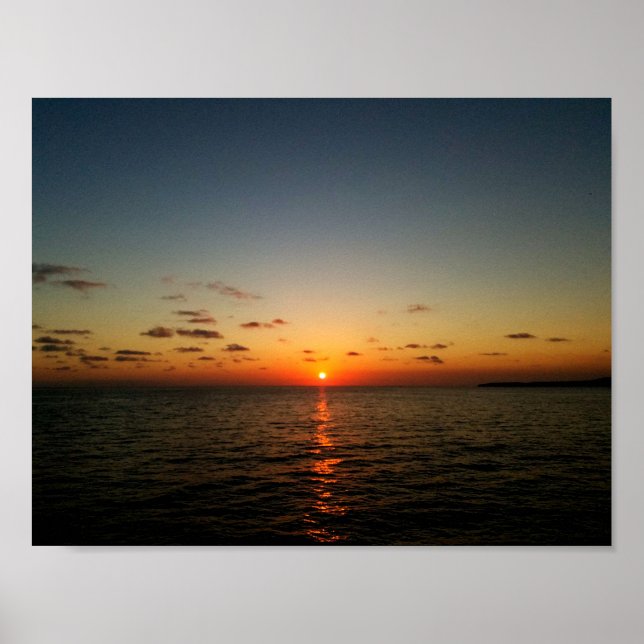 Poster beau coucher de soleil océan jaune orange rouge (Devant)