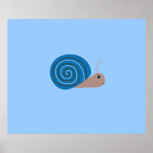 Poster Beau escargot bleu
