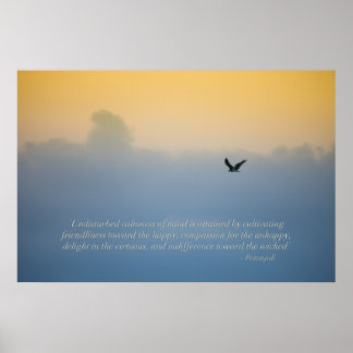 Poster Beau oiseau dans les nuages avec citation spiritue