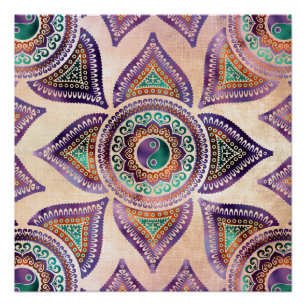 Poster Beau symbole translucide Yin yang pastel