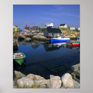 Poster Beau village de Peggy's Cove avec port