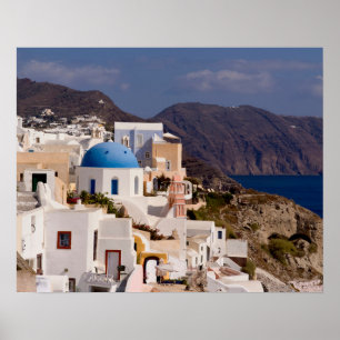 Poster Beau village d'Oia avec bâtiments blancs