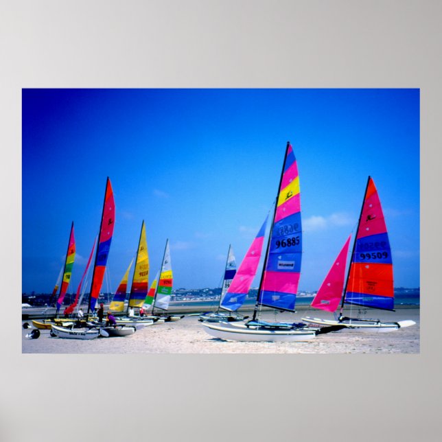 Poster Beaucoup de voiliers Hobie à Jersey (Devant)