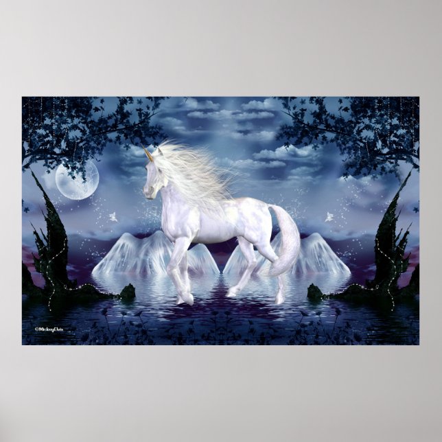 Poster Beauté blanche de licorne (Devant)
