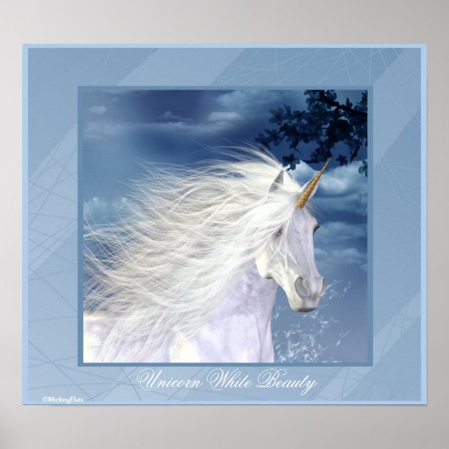 Poster Beauté blanche de licorne (Devant)