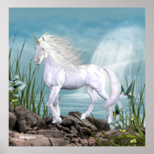 Poster Beauté blanche de licorne