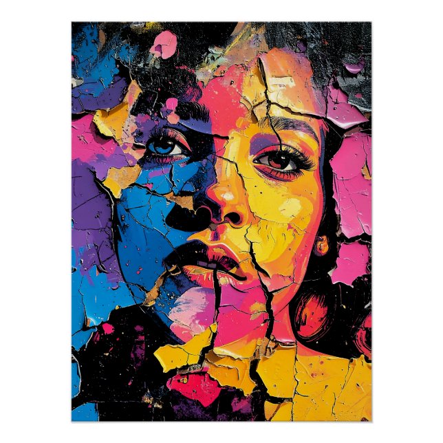 Poster Beauté de la fresque à la peinture écaillée, peau  (Devant)