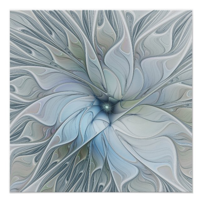 Poster Beauté Élégante Fleur d'Art Abstrait Moderne Fract (Devant)