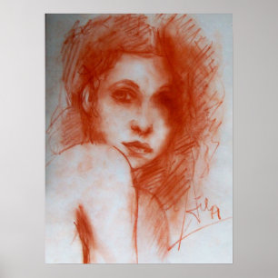 Poster BEAUTÉ ROMANTIQUE / Portrait de femme en brun sépi