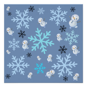 Poster Beaux bonbons et flocons de neige en bleu turquois