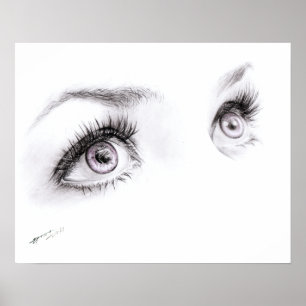 Poster Beaux yeux dessinant la copie minimaliste