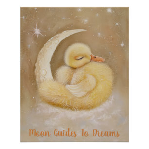 Poster Bébé de canard dormant sur Lune