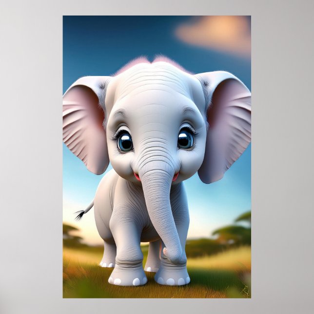 Poster bébé éléphant (Devant)