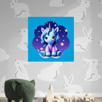Bébé licorne dans l'affiche brillante de PJ