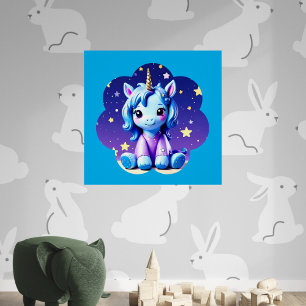 Poster Bébé licorne dans l'affiche brillante de PJ
