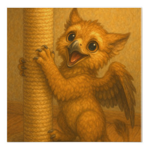 Poster Bébé mignon gros oeil griffin à gratter post imagi