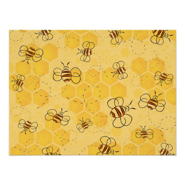 Poster Bee Buzzing Honey Bees mignonne (Devant)