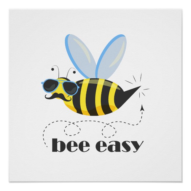 Poster Bee caractère avec mustache lunettes de soleil Bee (Devant)