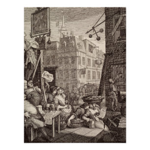 Poster Beer Street par William Hogarth