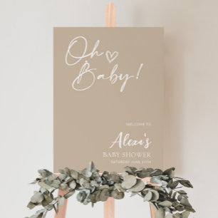 Poster beige Affiche de bienvenue Baby shower neut