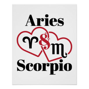 Poster Bélier et Scorpion Couple Zodiaque Astrologie Cœur