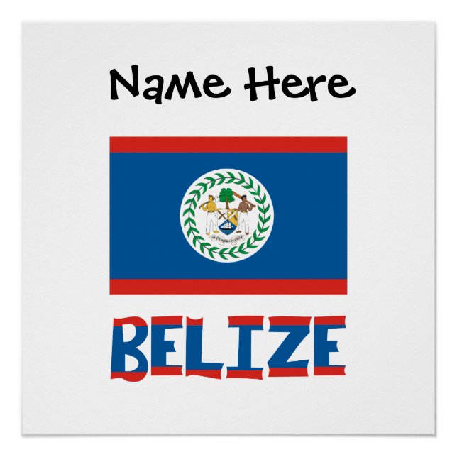 Poster Belize Drapeau Bélizien Personnalisé (Devant)