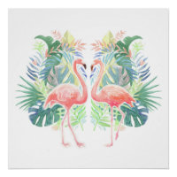 Belle Conte Fée Pour Deux Flamants roses Fleur Tro