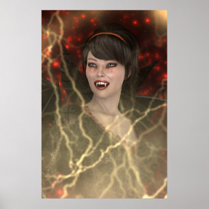 Poster Belle Dame Vamp Style De Sorcière Parfaite Pour Ha