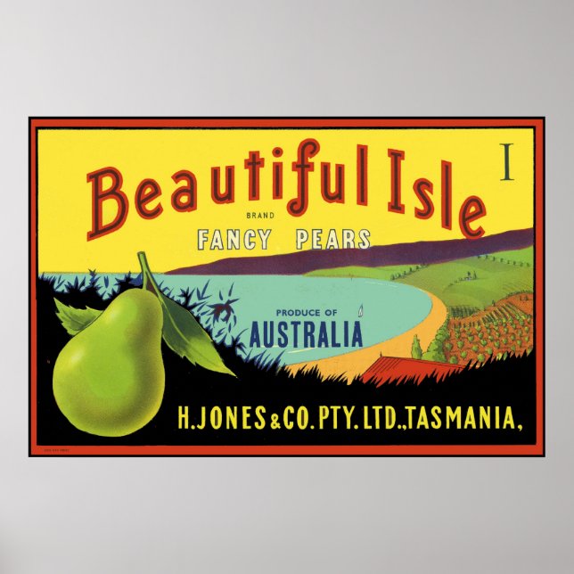 Poster Belle Isle Australian Pear Crate Étiquette (Devant)