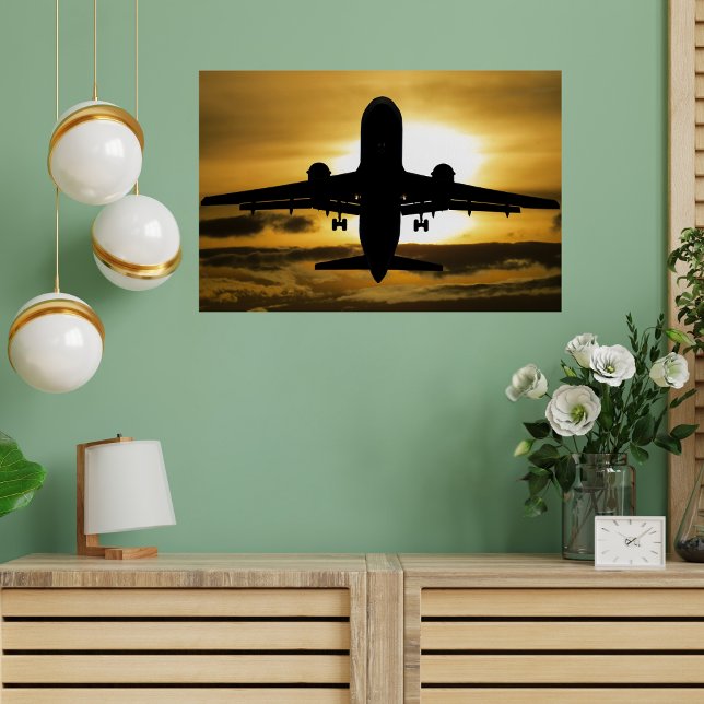 Poster Belle photo d'avion et de coucher de soleil, aviat (Créateur téléchargé)