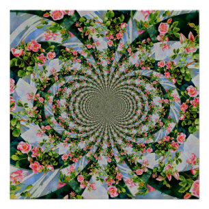 Poster Belle roses roses rouges rétro aquarelle fleurie