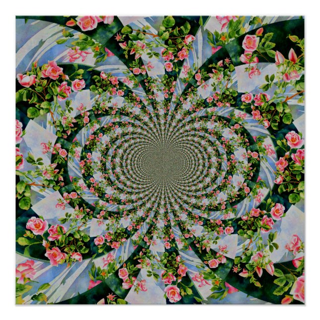 Poster Belle roses roses rouges rétro aquarelle fleurie (Devant)