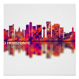 Poster Belo Horizonte Brésil Skyline