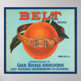 Poster Belt Gold Buckle Association Vintage Étiquette Cra