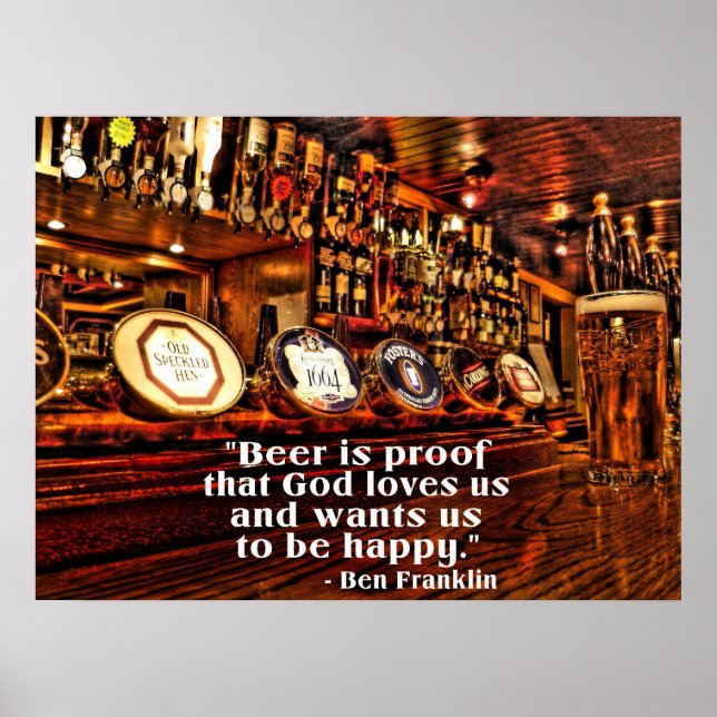 Poster Ben Franklin's Famous Beer Quote (Devant)