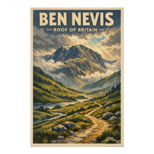Poster Ben Nevis, Royaume-Uni, dans un style rétro classi