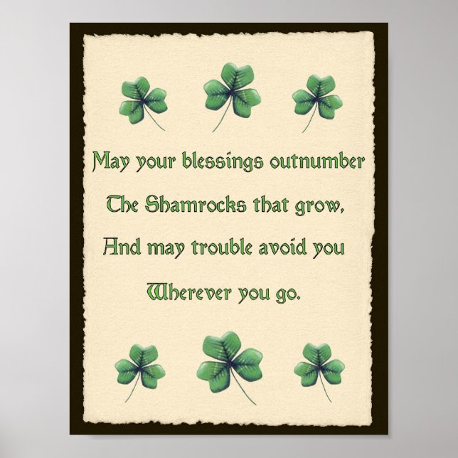 Poster Bénédiction irlandaise shamrock (Devant)