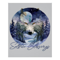 Bénédiction solstice Wolf d'hiver Moonlight Woods