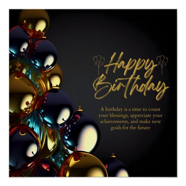 Poster Bénédictions d'anniversaire élégantes (Devant)
