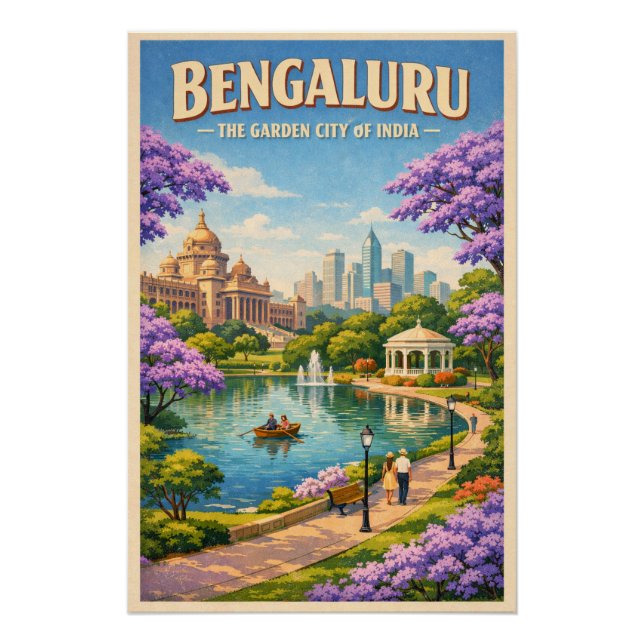 Poster Bengaluru, Inde, dans un classique voyage rétro (Devant)