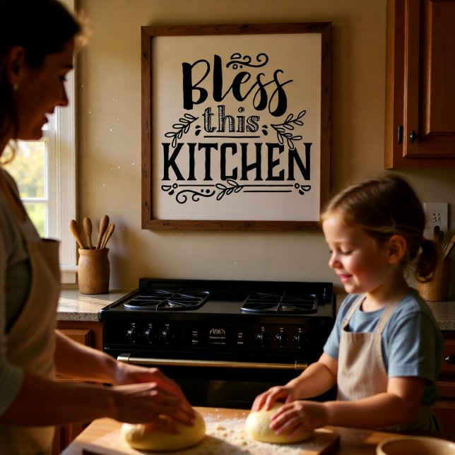 Poster Bénissez Cette Cuisine - (Bless This Kitchen Farmhouse Script Poster)
