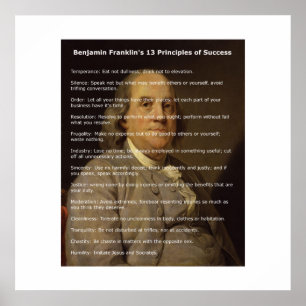 Poster Benjamin Franklin 13 principes de succès