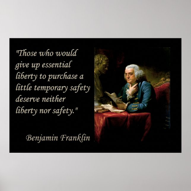 Poster Benjamin Franklin Liberty Freedom Citation Imprime (Devant)