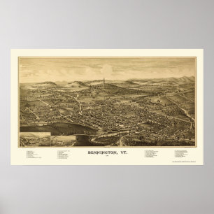 Poster Bennington, VT Panoramic Map - 1887