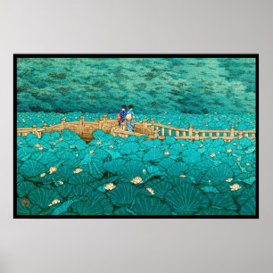 Poster Benten Pond à Shiba Kawase Hasui paysage japonais