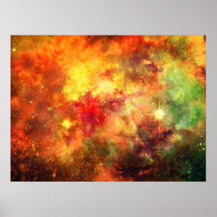 Poster Berceau cosmique art original poster-espace orange