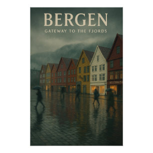 POSTER BERGEN — PASSERELLE VERS LES FJORDS
