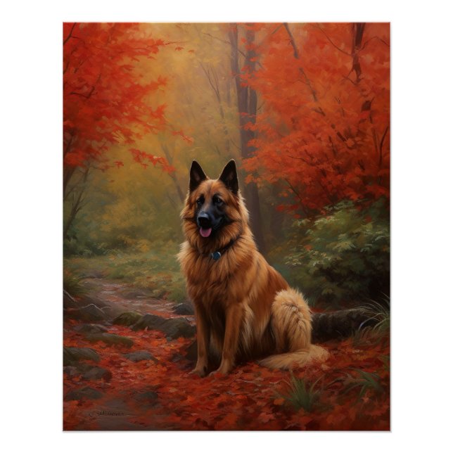 Poster Berger belge en automne Leaves automne Inspire (Devant)